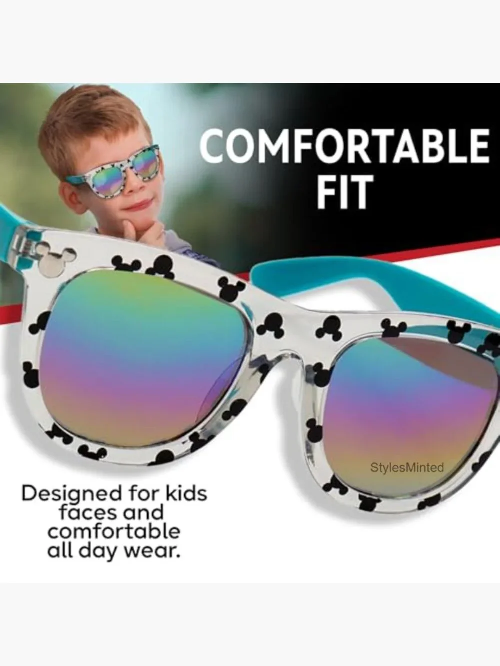 Mickey Mouse Kids Sunglasses UV400 Protective with Case